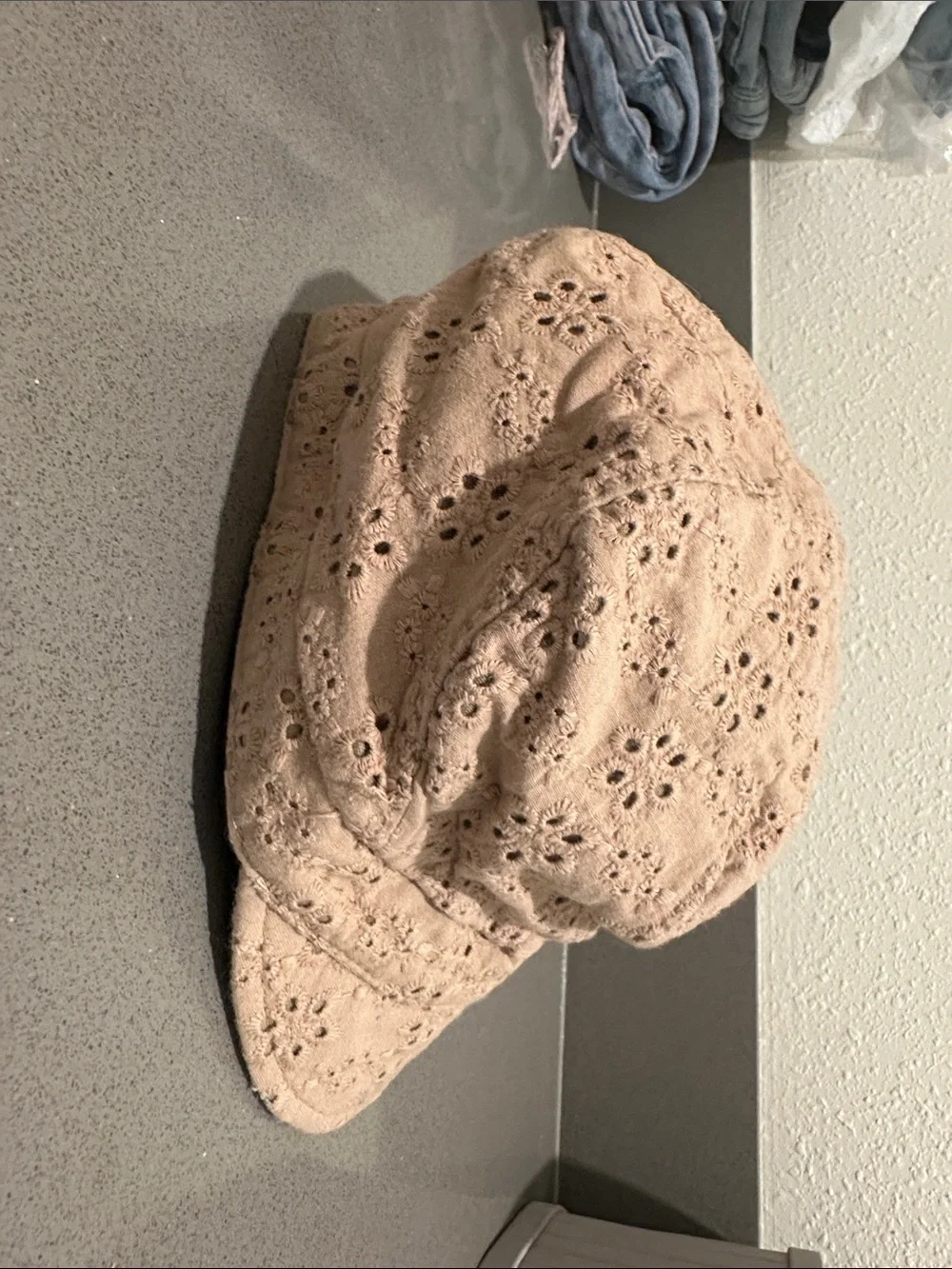 Eyelet Cotton Cadet Cap in Tan